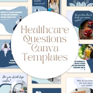 100 Healthcare Questions Canva Templates Bundle